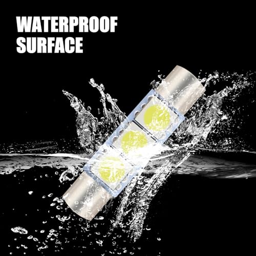 10 PCS T6 5050 Car LED Sun Visor Lights, 28MM 12V 300LM Super Bright Waterproof Vehicle Reading Light Bulb Replacement, Universal Automotive Roof Light Accessories (White Light) - color: White Light