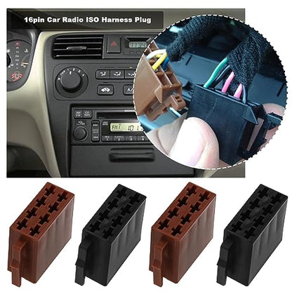 ECSiNG 2 Sets 16 Pin Car Audio Wiring Cable Adapter Car Stereo Radio Loom Adapter 16 Pin ISO Terminal Connector for Repairing ISO Connector