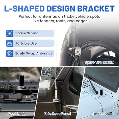 Anina L Bracket for NMO Antenna Mount 3/4 Hole Stainless Steel Bracket Compatible with Car Truck Heavy Duty L-Shaped for Mobile Radio Antennas (Pack of 2) - size: 3/4 Inch (Pack of 2)