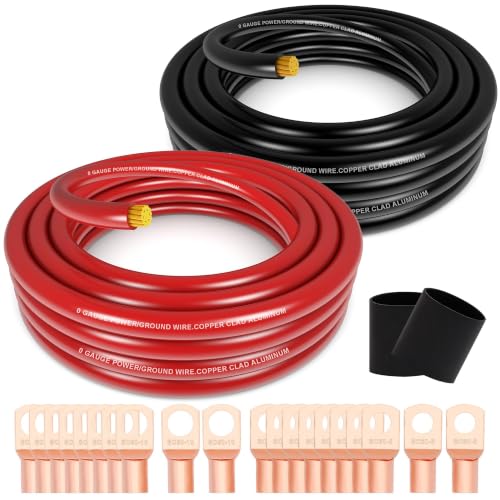 40FT 1/0 Battery Cable 0 Gauge Wire with Terminals Kit for Amp Wiring Kit - color: W/ Lugs Only