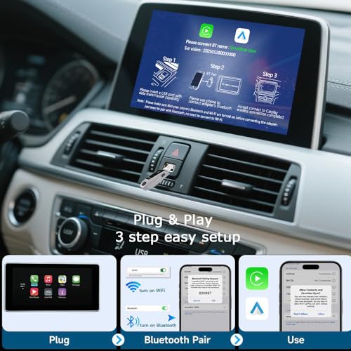 2-in-1 Wireless CarPlay & Android Auto Adapter, Metal Silver CarPlay Dongle, Fast Auto-Reconnect Adapter, for iPhone & Android with USB/USB-C Port