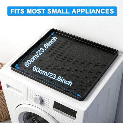 Silicone Mini Fridge Mat Refrigerator Floor Protector Drip Tray with Raised Edges Waterproof Non-Slip Appliance Pad Mini Fridge Mat for Carpet Washing Machine Water Cooler 19.7"x19.7" Black - size: 19.7"x19.7" Black