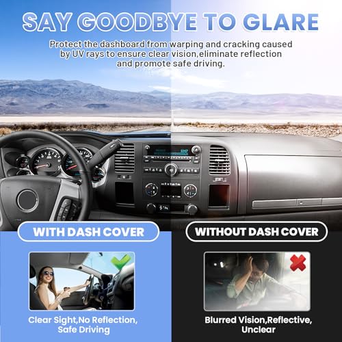 Sunsdrew Upgraded Dash Cover for 2007-2013 Chevrolet Silverado Accessories - size: 07-13 Silverado Dash Cover(Black)