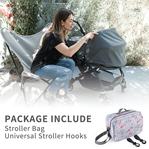 GOGOSO Baby Stroller Organizer Bag with Insulated Pocket, Universal Fit Most Strollers, Space for Diapers, Wipes & Toys, Flowers - color: flower