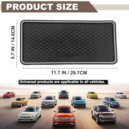 Car Crystal Dashboard Anti-Slip Mat, 11.7"x 5.7" Multifunctional Handmade Rhinestone Sticky Mat, Holds Phones, Sunglasses, Keys Universal for Car Decor & Storage - size: 11.7x5.7