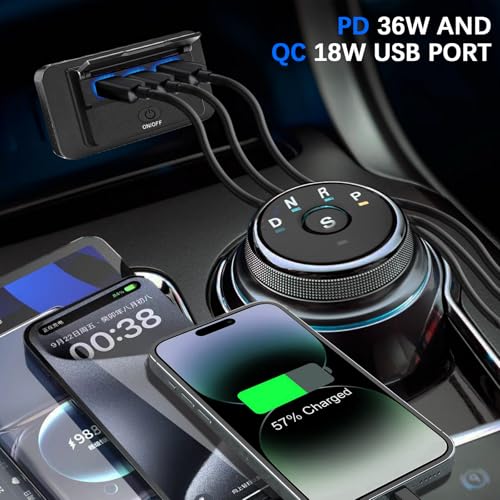 2PCS 72W 12V USB Outlet Wall Mount,36W USB C&Dual QC 3.0 18W Car USB Port Charger Socket Panel with Button Switch,Waterproof 3 USB Multi Port Power Outlet 12V for Car Bus RV Truck Marine