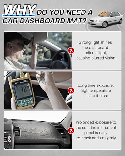 Cartist Black Dash Cover for Honda Civic 1996-2020 Dashboard Cover Mat - size: Honda Civic 1996-2000
