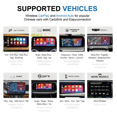 NCP0039 HansPilot CarKit CarBitLink x Baic Jetour Geely Chery Jac Gac Dongfeng Forthing Aeolus Kaiyi Hongqi Changan, Wired Carbitlink Phonelink Easy Connect to Wireless CarPlay Android Auto Adapter