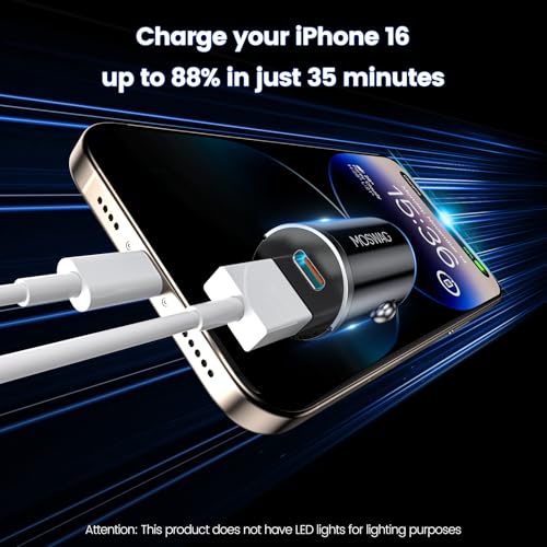 MOSWAG Car Charger, Invisible Cigarette Lighter USB Adapter [All Metal & Mini], 2 Port Car Adapter, QC3.0 Dual Port Cigarette Lighter for iPhone 17 16 Samsung S25 Ultra Piexl 10 and More (Pack of 3) - size: 3 Pack