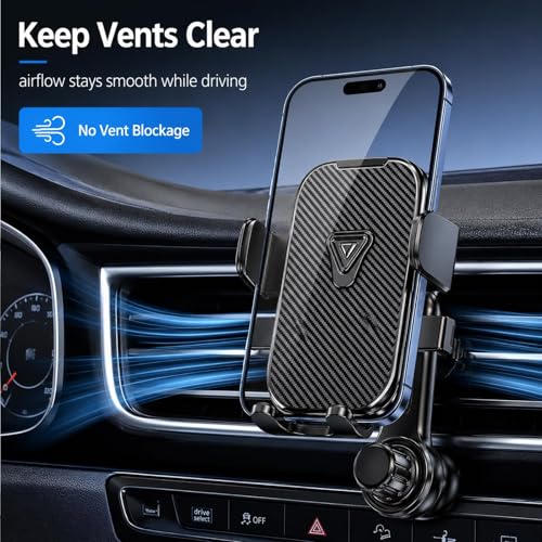 Car phone holder vent,car vent phone mount,360° adjustable phone holders for your car,car vent phone holder,air vent car phone holder mount for car compatible with iPhone,all 4–7” phones(carbon fiber)