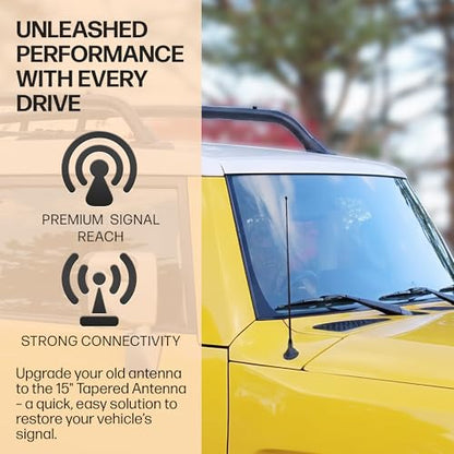 15 Inch Black Antenna for Ford F-150 F-250 F-350 Raptor (1950-2026) Bronco - color: Black