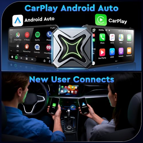 Elrina 2026 New-Gen Wireless CarPlay Adapter with Button Control, 5s Fast Auto-Reconnect Ultra Mini Wired to Wireless Plug & Play Adapter for iPhone & Android Auto, Stable 5.8GHz WiFi, Bluetooth 5.4