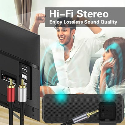 3.5mm to RCA Cable 3.3FT, 3.5mm to 2-Male RCA Auxiliary Stereo Audio Y Splitter Gold-Plated for Smartphones, MP3, Tablets, Speakers, Home Theater, HDTV (3.3FT/1M) - size: 1M/3.3FT, style: Straight