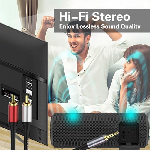 3.5mm to RCA Audio Auxiliary AUX Stereo Y Splitter Cable, 3.5mm to 2-Male RCA Adapter Stereo AUX Cord AV Cable for Smartphones, MP3, Tablets, Speakers, Home Theater, HDTV (1.5M/4.9FT) - size: 1.5M/4.9FT, style: Straight