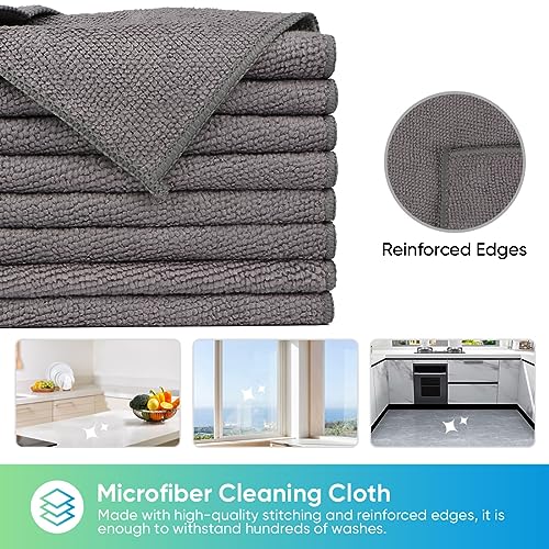 HOMEXCEL Grey Microfiber Cleaning Cloth, 24 Pack Cleaning Towels for Kitchen, Lint Free, Scratch-Free, Highly Absorbent, and Reusable Cleaning Rags for House, Window and Glass, Cars, 11.5 X11.5 inch - color: Grey