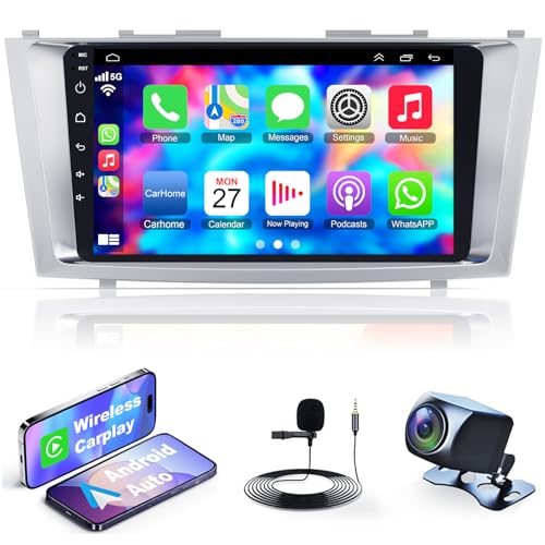 4GB+64GB Car Radio for Toyọta Caṃry 2006-2011,9 Inch IPS Touchscreen Car Stereo with Wireless Carplay,Android Auto,GPS,Bluetooth,FM, Android 12 Camry Radio with Back-up Camera - color: For Camry 2006-2011
