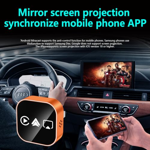 4‑in‑1 Wireless CarPlay Adapter, Convert Factory Wired CarPlay to Wireless CarPlay, Supports AirPlay & Android Screen Mirroring, Plug‑and‑Play, for Cars with Original Wired CarPlay - size: For Android