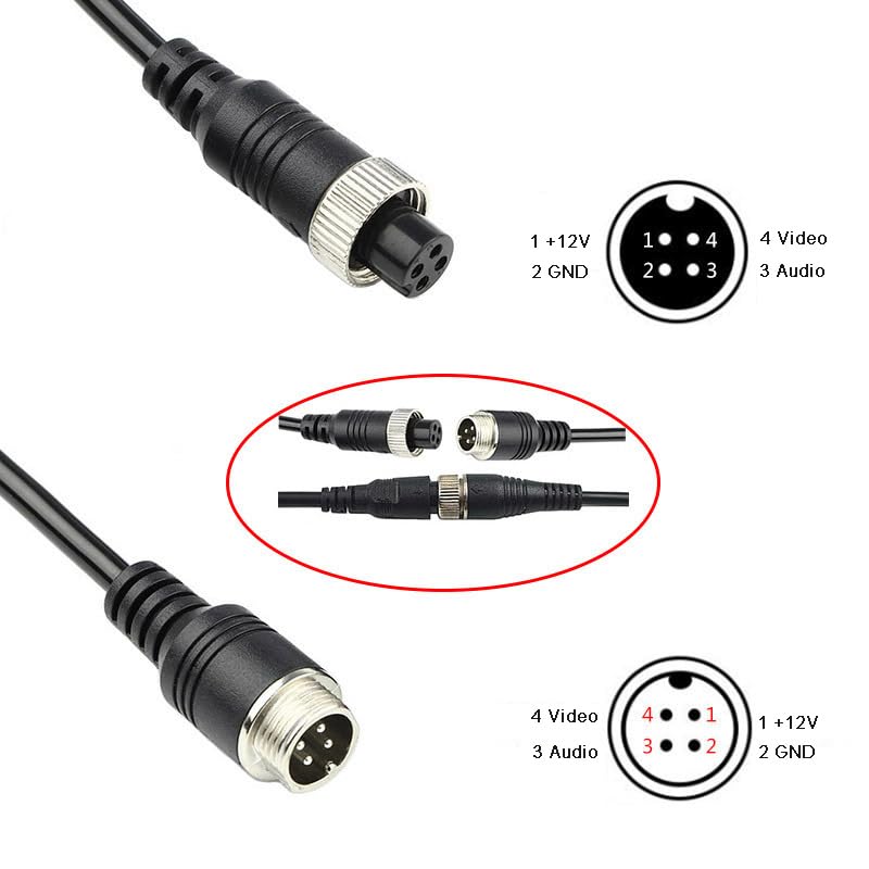 4PIN Aviation Extension Cable for Backup Camera Video Power Wire Waterproof Shockproof Reverse Rearview Monitor System for Car Truck Van Bus RV Camper Motorhome Trailer 16ft 5m - style: 16ft(5m)
