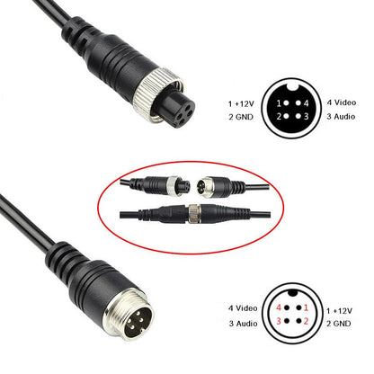 4PIN Aviation Extension Cable for Backup Camera Video Power Wire Waterproof Shockproof Reverse Rearview Monitor System for Car Truck Van Bus RV Camper Motorhome Trailer 16ft 5m - style: 16ft(5m)