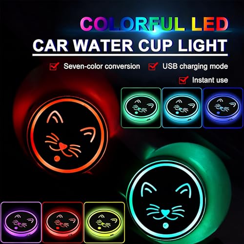 2Pcs Flag Sasquatch LED Car Cup Holder Coasters 7 Colors Lights Up Cups - color: Flag Sasquatch