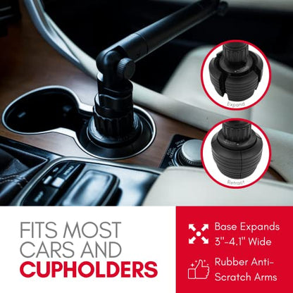 Macally Cup Holder Tray for Car - Adjustable Car Tray Table - Perfect Car Food Tray for Eating with Phone Slot and Swivel Arm - Car Organizer - size: original