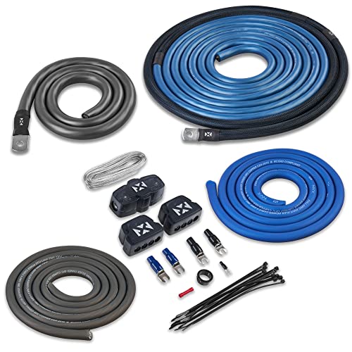 NVX True 1/0 Gauge AWG 100% OFC Dual Amplifier Wiring Kit Without RCA Cable - XAPK1D - size: 1/0 Gauge | Dual Amp Kit