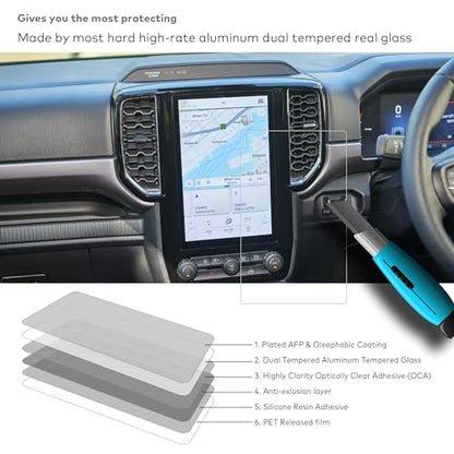 Tempered Glass Screen Protector for Ford Ranger (2024-2026) XL/XLT 10.1 Inch Infotainment Touchscreen [9H] [Anti Fingerprint] (HD Clear) - color: Ranger (2024-2026) 10.1" - HD Clear