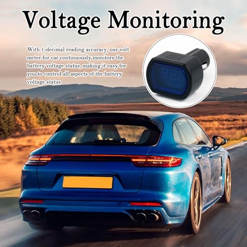 Car Cigarette Lighter Voltage Meter with LED Digital Display,Mini Car Voltage Meter for Monitoring Vehicle Battery Voltages Status,24V/12V Socket Voltmeter as Battery Voltages Meters