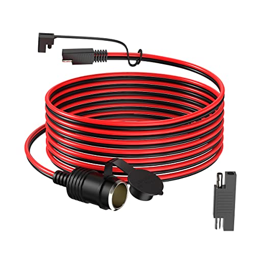 ELFCULB 14AWG 10FT SAE to Cigarette Lighter Socket,12V Female Cigarette Lighter Socket with SAE Reverse Adapter for Portable Solar Panel Tire Inflator - color: SAE to CIG, size: 10FT