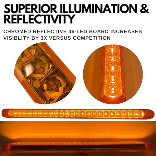 All Star Truck Parts 2PC Amber 17" 46 LED Light Bar Running Side Marker Rear Tail Trailer Light Motorcycle Utility Boat Trailer Car Truck Cargo Toy Hauler Surface Mount Waterproof - color: 2x Amber