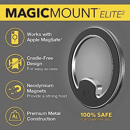 Scosche MagicMount MEMSV Elite2 Magnetic Phone Mount for Car Vent, MagSafe Phone Holder with 360° Adjustable Magnet Head, iPhone Compatible Cell Phone Stand 17/16/15/14/13/12 & MagSafe Case, Silver - color: Silver, style: MagSafe Vent