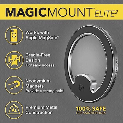 Scosche MagicMount MEMSV Elite2 Magnetic Phone Mount for Car Vent, MagSafe Phone Holder with 360° Adjustable Magnet Head, iPhone Compatible Cell Phone Stand 17/16/15/14/13/12 & MagSafe Case, Silver - color: Silver, style: MagSafe Vent