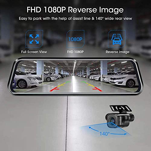 10'' Mirror Dash Cam Night Vision 1080P FHD Full Touch Screen Front and Rear View Backup Camera for Cars Loop Recording Streaming Media 170°Wide Angle Parking Assistance 6M Cable (Pack of 3) - size: 10 Inch (Pack of 3)