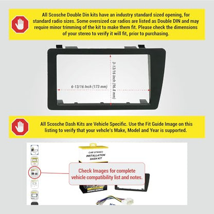 Scosche ICHA6BN Double DIN Radio Install Dash Kit Compatible with Select 2001-05 Honda Civic - Factory Radio Brackets Required - Complete Basic Car Stereo Installation Kit - Does Not Retain SWC - style: Complete Installation Kit