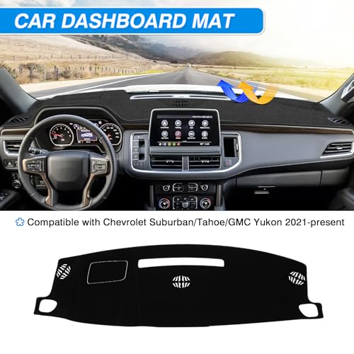 CARTIST Dash Cover fits for Chevy Suburban/GMC Yukon/Chevy Tahoe(Not for GMC Yukon Denali) 2021 2022 2023 Dashboard Cover Mat Non-Slip Carpet Sunshield Glare UV Rays Protector - color: 55.12*19.29(Suburban/Tahoe 21-23)