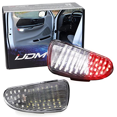 iJDMTOY Clear Lens 45-LED Red/White Side Door Courtesy Light Assemblies Compatible with Ford 1997-2003 F150, 1997-1999 F250 Light Duty, Replace OEM Clear/Red Lens Lamps - style: Clear Lens