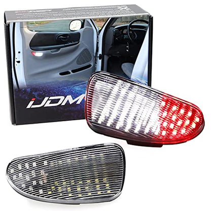 iJDMTOY Clear Lens 45-LED Red/White Side Door Courtesy Light Assemblies Compatible with Ford 1997-2003 F150, 1997-1999 F250 Light Duty, Replace OEM Clear/Red Lens Lamps - style: Clear Lens