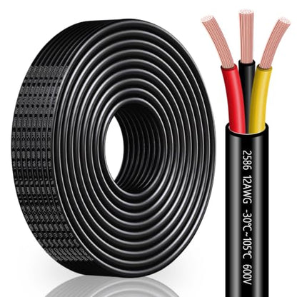 12 Gauge Wire 3 Conductor,12 AWG Electrical Wire Stranded PVC Cord Oxygen-Free Copper Cable,26FT 3 Core Pure Copper Flexible Cable Wire for LED Lamp Lighting Strips Automotive (12AWG-3C, 26FT)… - size: 26FT, style: 12AWG-3C