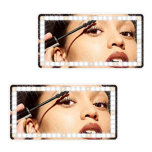 Car Sun Visor Vanity Mirror with Lights, 2PC Rechargeable Car Makeup Mirror - color: 2Pack White