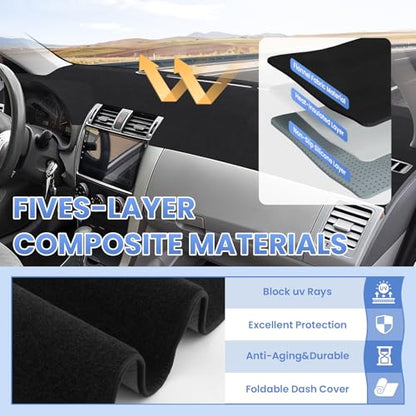 Sunsdrew Upgraded Black Dash Cover for 2007-2013 Toyota Corolla Accessories,Dashboard Cover Mat Carpet Pad UV Protection Anti-Glare Non-Slip - size: 07-13 Corolla Dash Cover(Black)