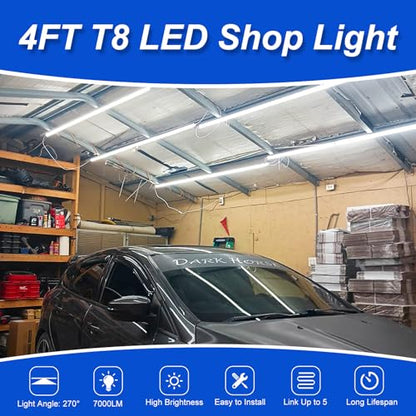 XLNYUUI Led Shop Lights, 4FT LED Light 50W 6500K 7000LM Daylight,Led Garage Light,Linkable Clear Cover Integrated V-Shape for Garage Warehouse Workbench Workshop(4-Pack) - size: 4FT 4PACK