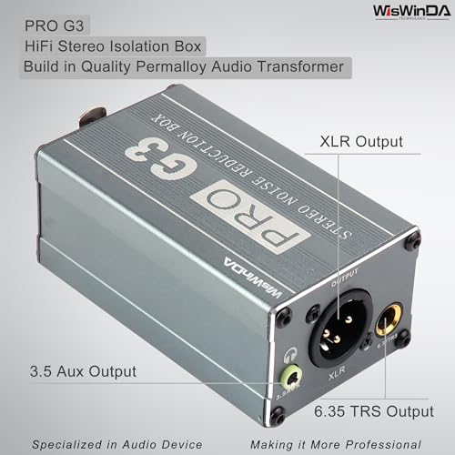 XLR Ground Loop Isolator Hum Eliminator for Home Stereo System/Speaker/Car Audio/Car Kit/Audio Player (Eliminate The Buzzing Noise) (XLR/6.35 TRS/3.5 Aux HiFi Stereo)