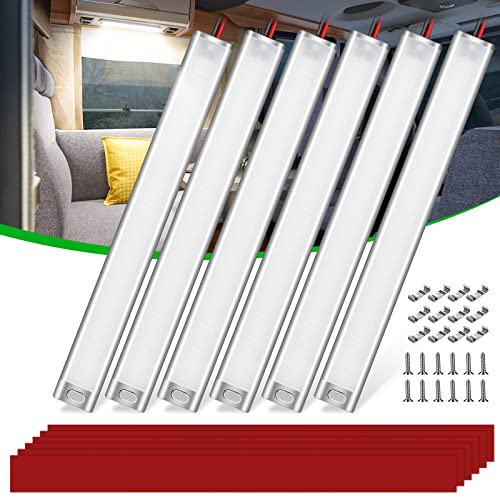 CT CAPETRONIX 12v LED Interior Light Bar, 168LEDs 15.4IN 1700LM 10W, DC 12v Volt led Strip Lights with Switch, for Enclosed Cargo Trailer Car RV Van Truck Lorry Camper Boat Caravan Motorhome (6Pcs) - size: 168LEDs-6PCS