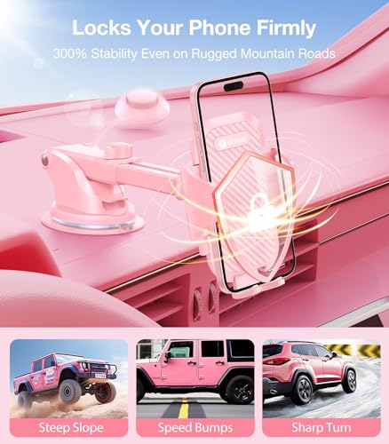 VICSEED Stable Car Phone Holder [Upgraded Strongest Suction, Won't Break] - color: Hot Pink