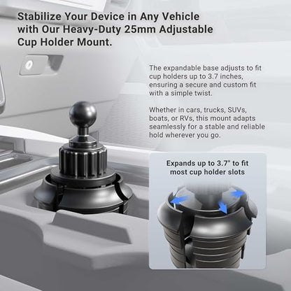 ARKON Mounts Slim-Grip Tablet Mount with Double Robust Car Cup Mount | Universal Fit Tablet Holder | Extendable Cup Holder | Compatible with iPad, Samsung, Google, Kindle and More