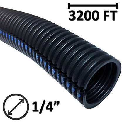 Electriduct 1/4" Flame Retardant Polypropylene Split Wire Loom Tubing Corrugated Conduit with Flammability Tracer - 3200 Feet - Black - size: 0.25 Inch - 3200 Feet