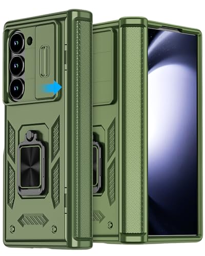 AICase for Samsung Galaxy Z Fold 6 Case [Heavy Duty Protective][Camera Lens Cover][Hinge Protection][360°Ring Magnetic Kickstand] Rugged Shockproof 360 Full Protective Phone Cover for ZFold 6 2024_4 - color: Green+Magnetic stand