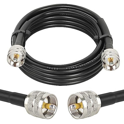 MOOKEERF RG8x Coaxial Cable 8ft,CB Coax Cable 50 Ohm,UHF PL259 Male to Male Low Loss CB Antenna Extension for HAM Radio,VHF Radio,SWR Meter,Dummy Load,Antenna Analyzer - size: 8FT