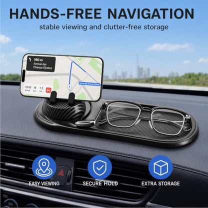 Anti Slip Mat for Car Dashboard,Dash Mat,Multi-Functional Support Anti-Slip Pad,3 in 1 Dashboard Grip Pads for Phones,Support Anti Slip Pad for Phones Sunglasses Keys Gadgets(Carbon Fiber)