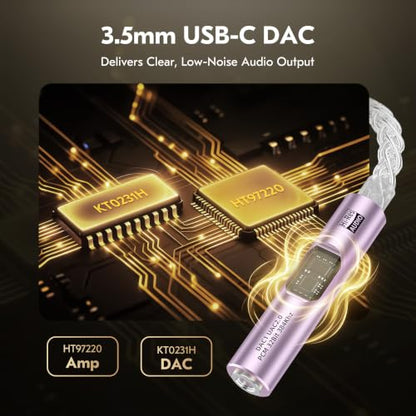 USB C to 3.5mm Audio Adapter with DAC for iPhone, Samsung & iPad - color: Purple